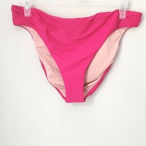 New J.Crew Ribbed High-Rise Cheeky Bikini Bottom in Pink Size XXL NWT